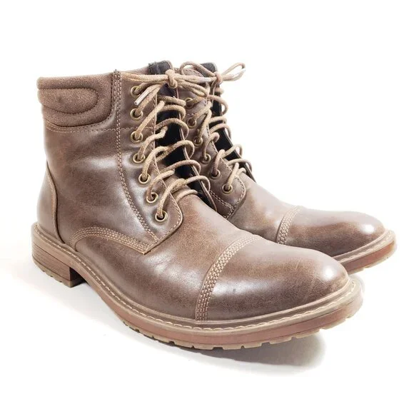Perry Ellis Men\'s Tan Leather Boots Perry Ellis Portfolio Chris Chelsea Boots Cognac Brown Men main image 2